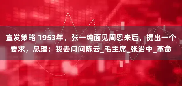 宣发策略 1953年，张一纯面见周恩来后，提出一个要求，总理：我去问问陈云_毛主席_张治中_革命