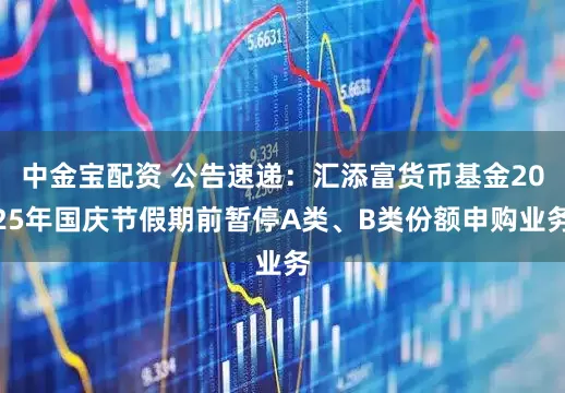 中金宝配资 公告速递：汇添富货币基金2025年国庆节假期前暂停A类、B类份额申购业务