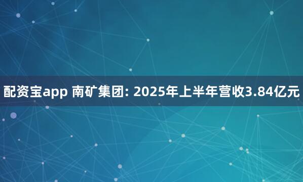 配资宝app 南矿集团: 2025年上半年营收3.84亿元